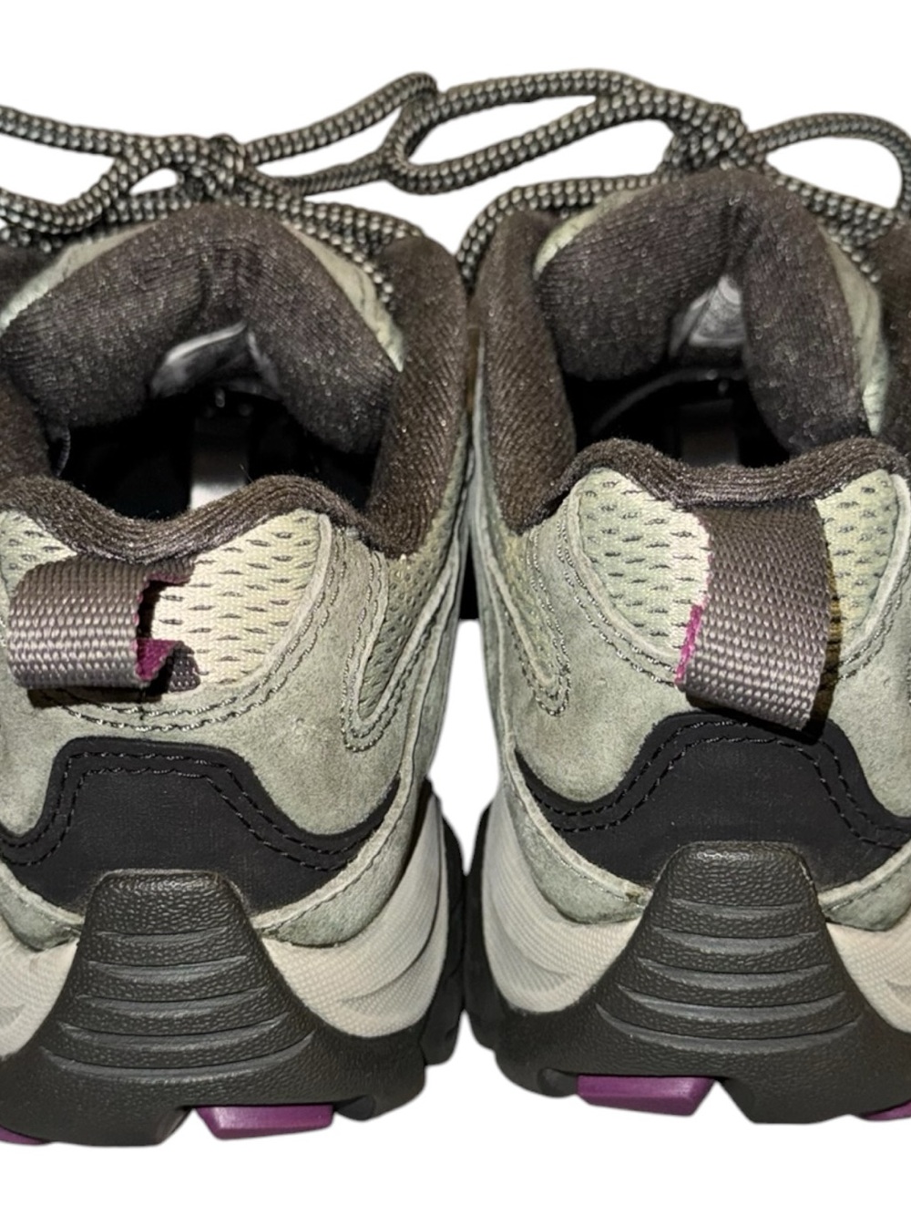 Women’s Merrell Moab 3 Trail Running Shoes - Gray/green with Purple Accents - Picture 6 of 7
